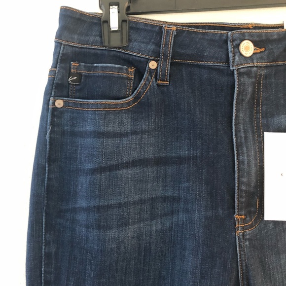 KanCan Jeans Skinny Jeans Dark Wash Fringe & Zipper Hem Sz 9/28 BNWT Style 7285D - Picture 4 of 13